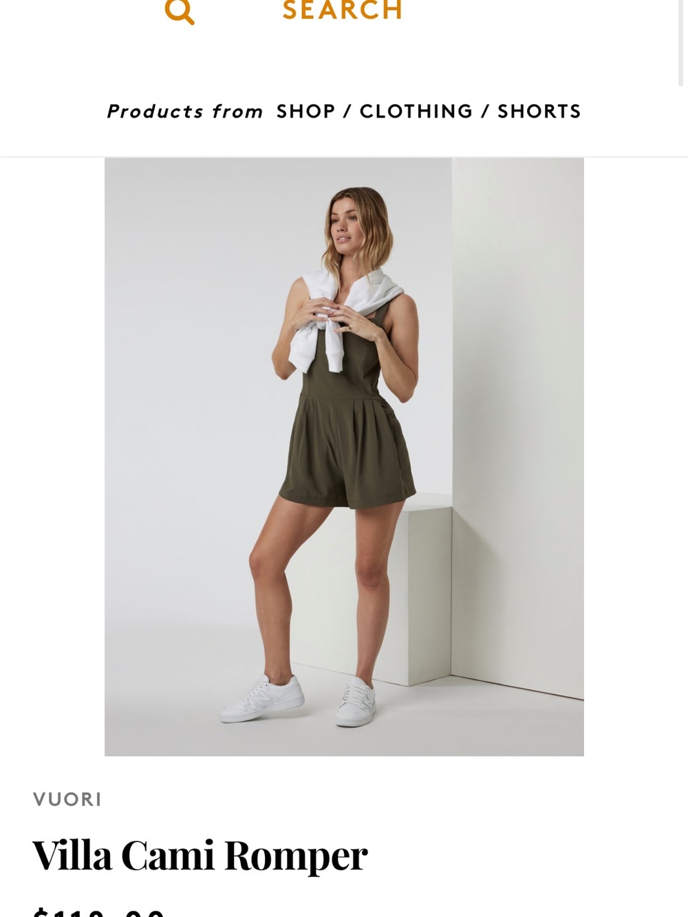 Vuori Villa Cami Romper - Olive Green